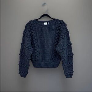 The Westside Nora Alpaca Blend Chunky Bobble Knit Sweater XS Cozy Luxe Black